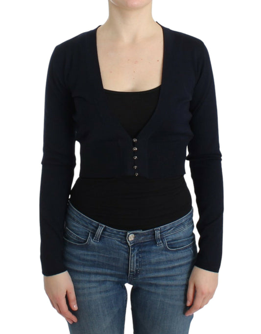 Cavalli Black cropped wool cardigan $670.00 Cavalli Luzworld