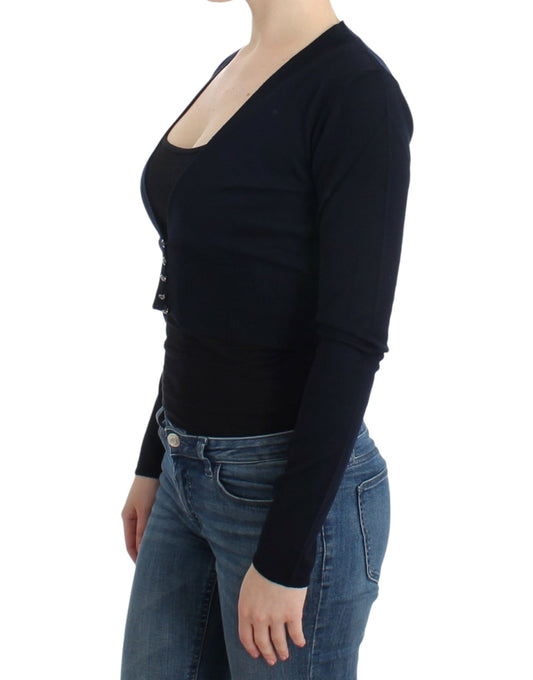 Cavalli Black cropped wool cardigan $670.00 Cavalli Luzworld
