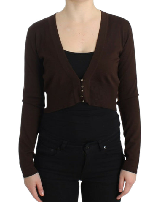 Cavalli Brown cropped wool cardigan $670.00 Cavalli Luzworld