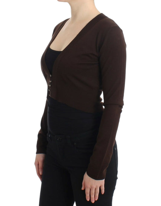 Cavalli Brown cropped wool cardigan $670.00 Cavalli Luzworld
