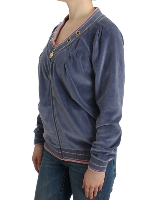 Cavalli Blue velvet zipup sweater $612.00 Cavalli Luzworld