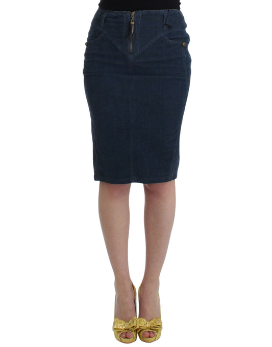 Cavalli Blue corduroy pencil skirt $500.00 Cavalli Luzworld