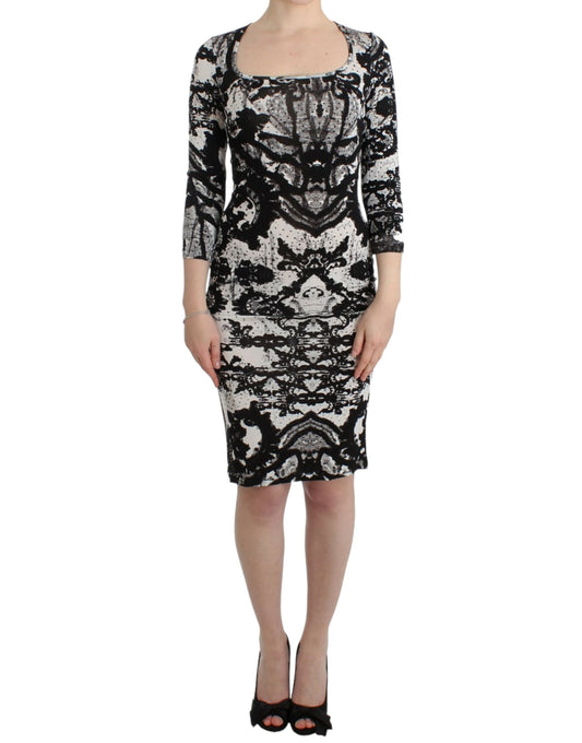 Cavalli Black Printed Sheath Dress $835.00 Cavalli Luzworld