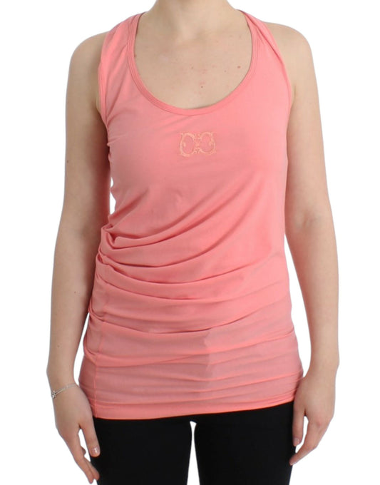 Cavalli Pink cotton tank top $210.00 Cavalli Luzworld