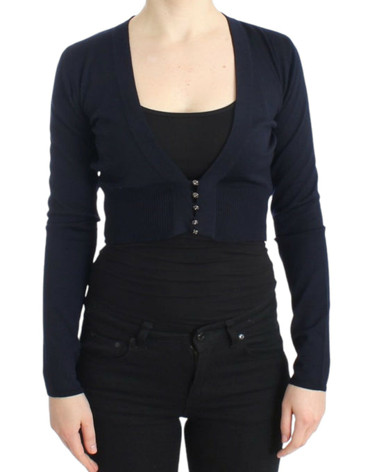 Cavalli Blue cropped wool cardigan $670.00 Cavalli Luzworld