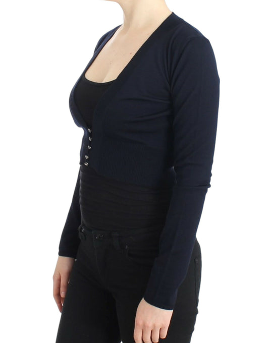 Cavalli Blue cropped wool cardigan $670.00 Cavalli Luzworld
