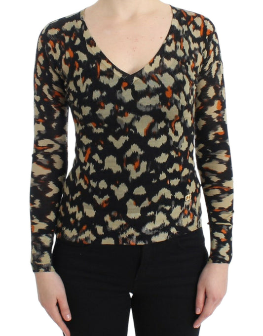 Cavalli Multicolor v-neck wool jumper $670.00 Cavalli Luzworld