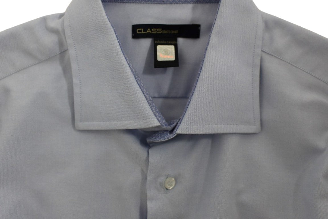Cavalli Light blue cotton shirt $558.00 Cavalli Luzworld