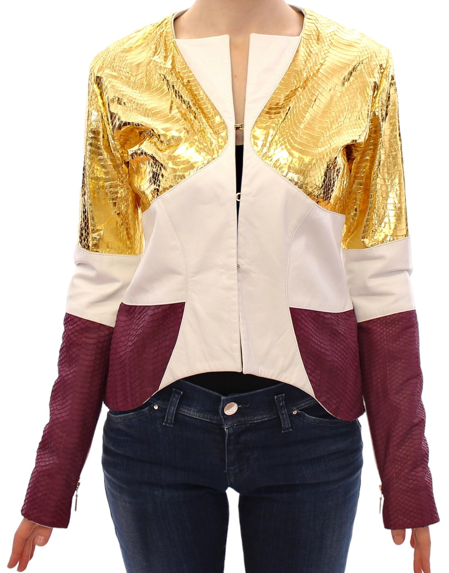 Vladimiro Gioia White Gold Purple Leather Jacket $3425.00 Vladimiro Gioia Luzworld