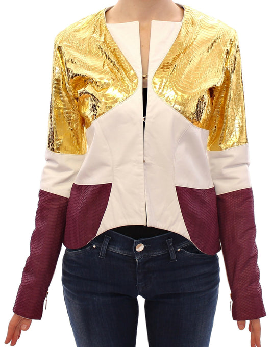 Vladimiro Gioia White Gold Purple Leather Jacket $3425.00 Vladimiro Gioia Luzworld