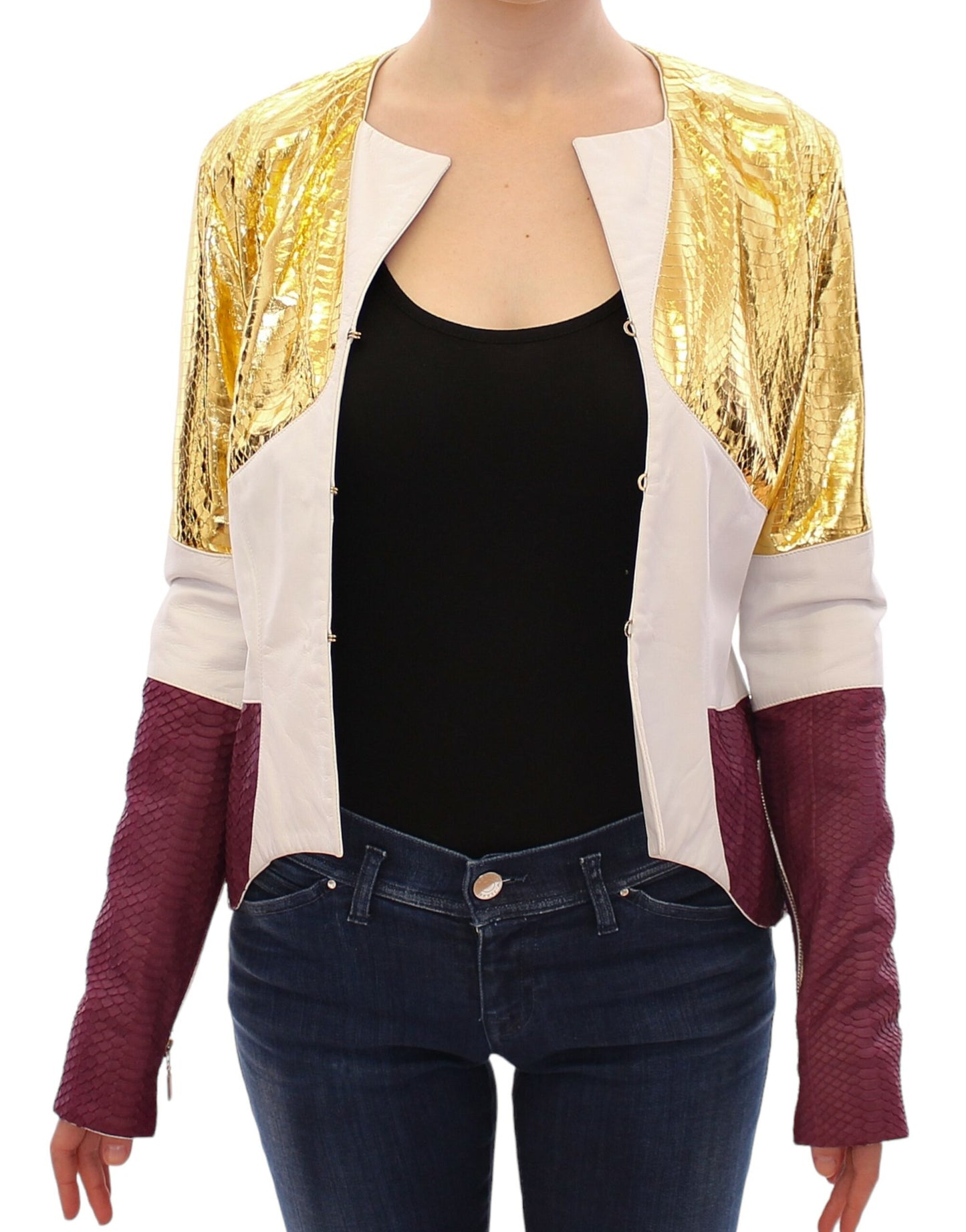 Vladimiro Gioia White Gold Purple Leather Jacket $3425.00 Vladimiro Gioia Luzworld