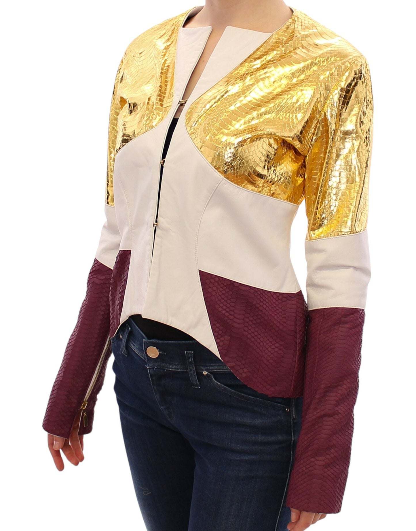 Vladimiro Gioia White Gold Purple Leather Jacket $3425.00 Vladimiro Gioia Luzworld