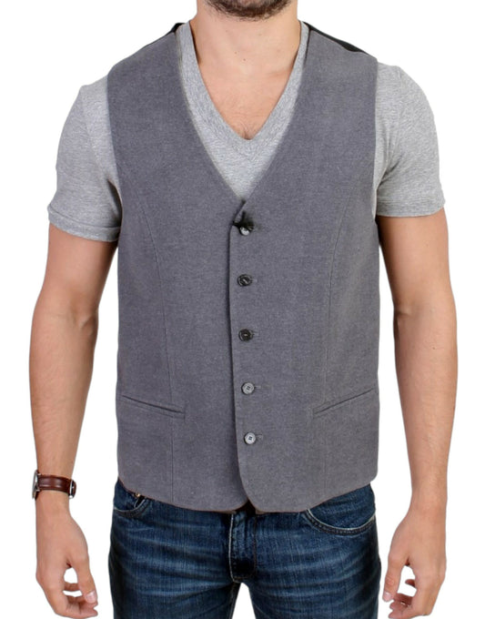 Costume National Gray cotton blend casual vest $624.00 Costume National Luzworld
