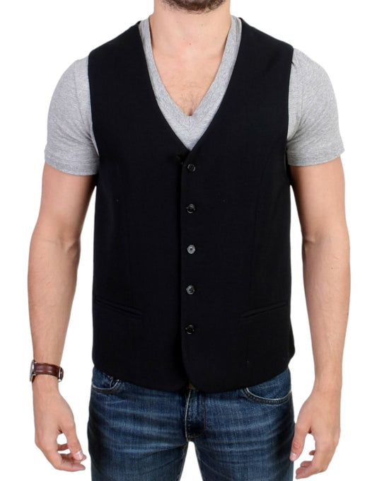 Costume National Black wool blend casual vest $624.00 Costume National Luzworld