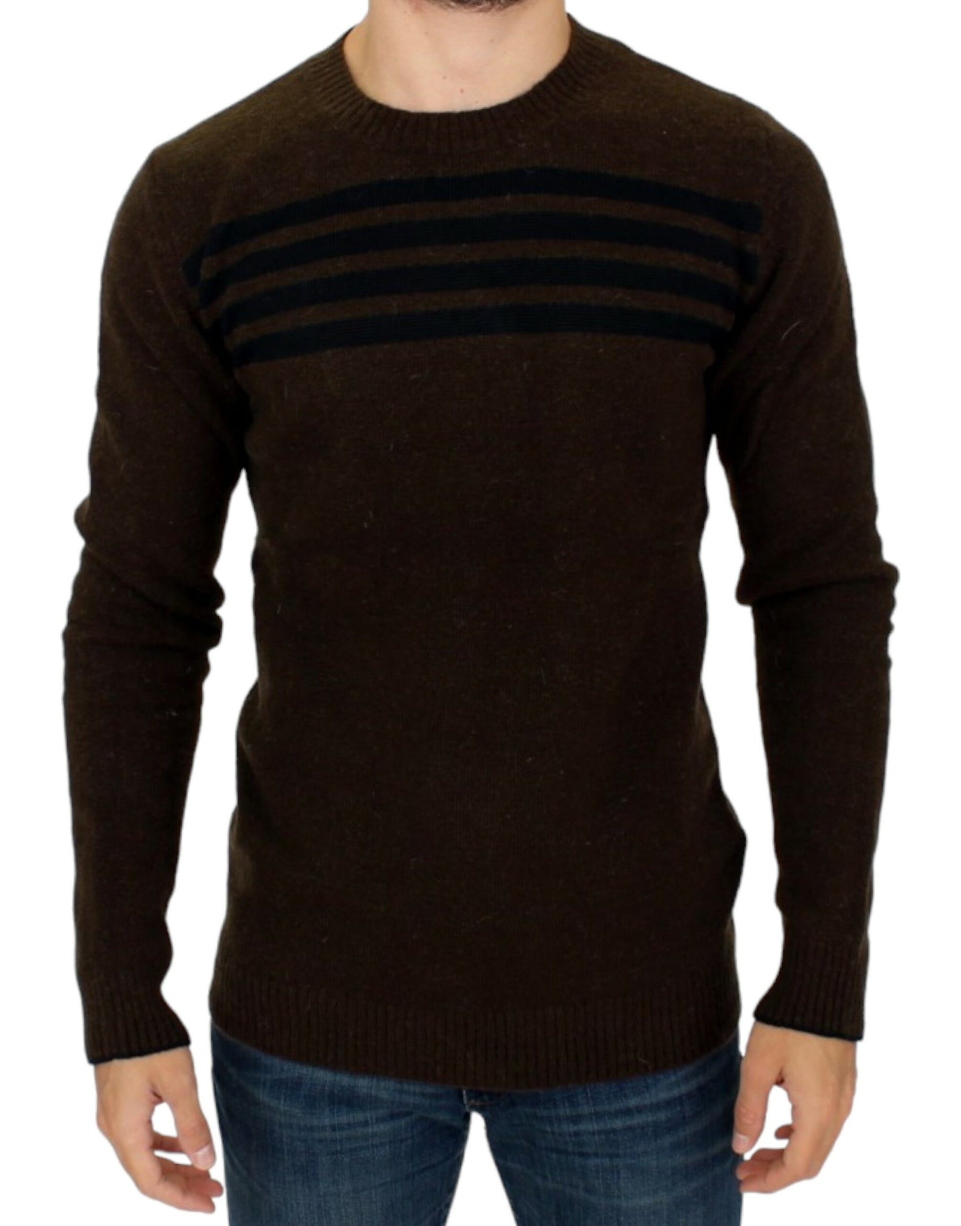 Costume National Brown striped crewneck sweater $702.00 Costume National Luzworld