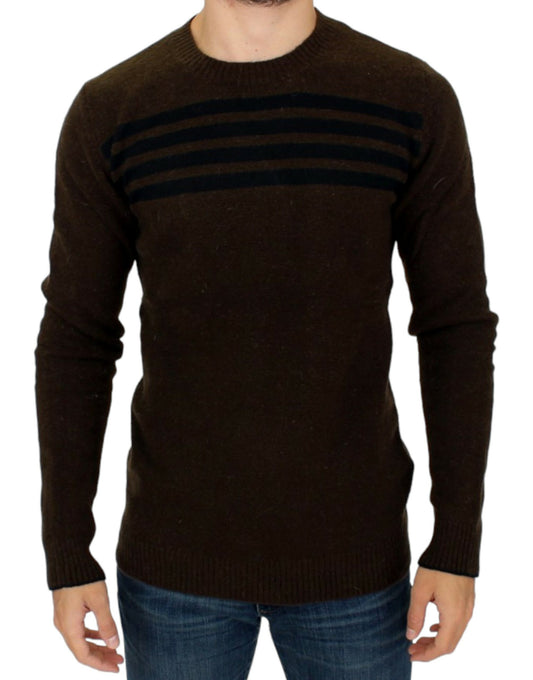 Costume National Brown striped crewneck sweater $702.00 Costume National Luzworld