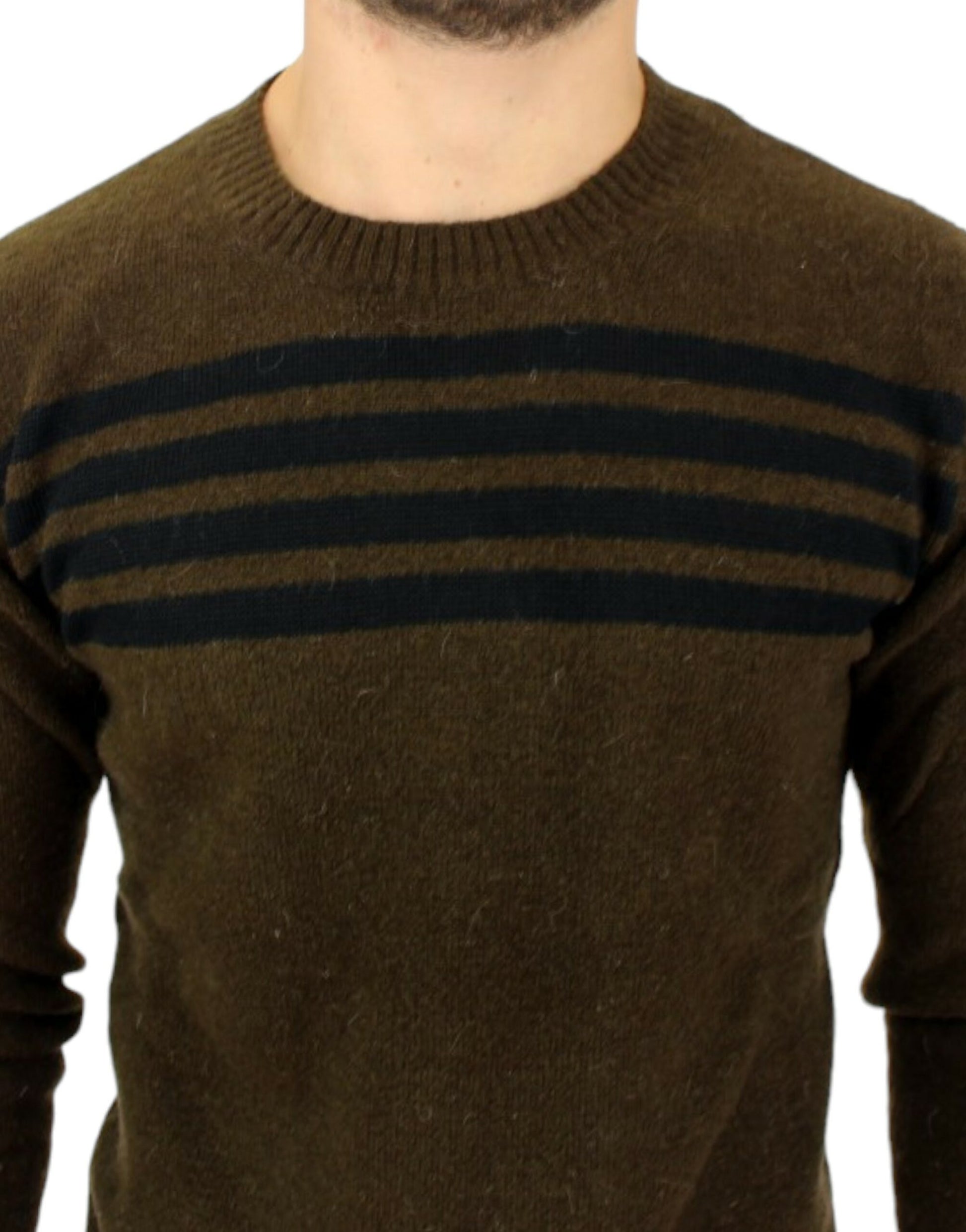 Costume National Brown striped crewneck sweater $702.00 Costume National Luzworld