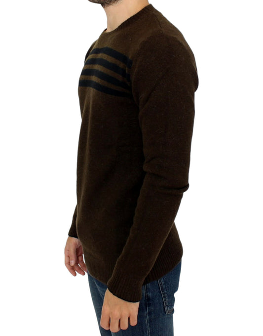 Costume National Brown striped crewneck sweater $702.00 Costume National Luzworld