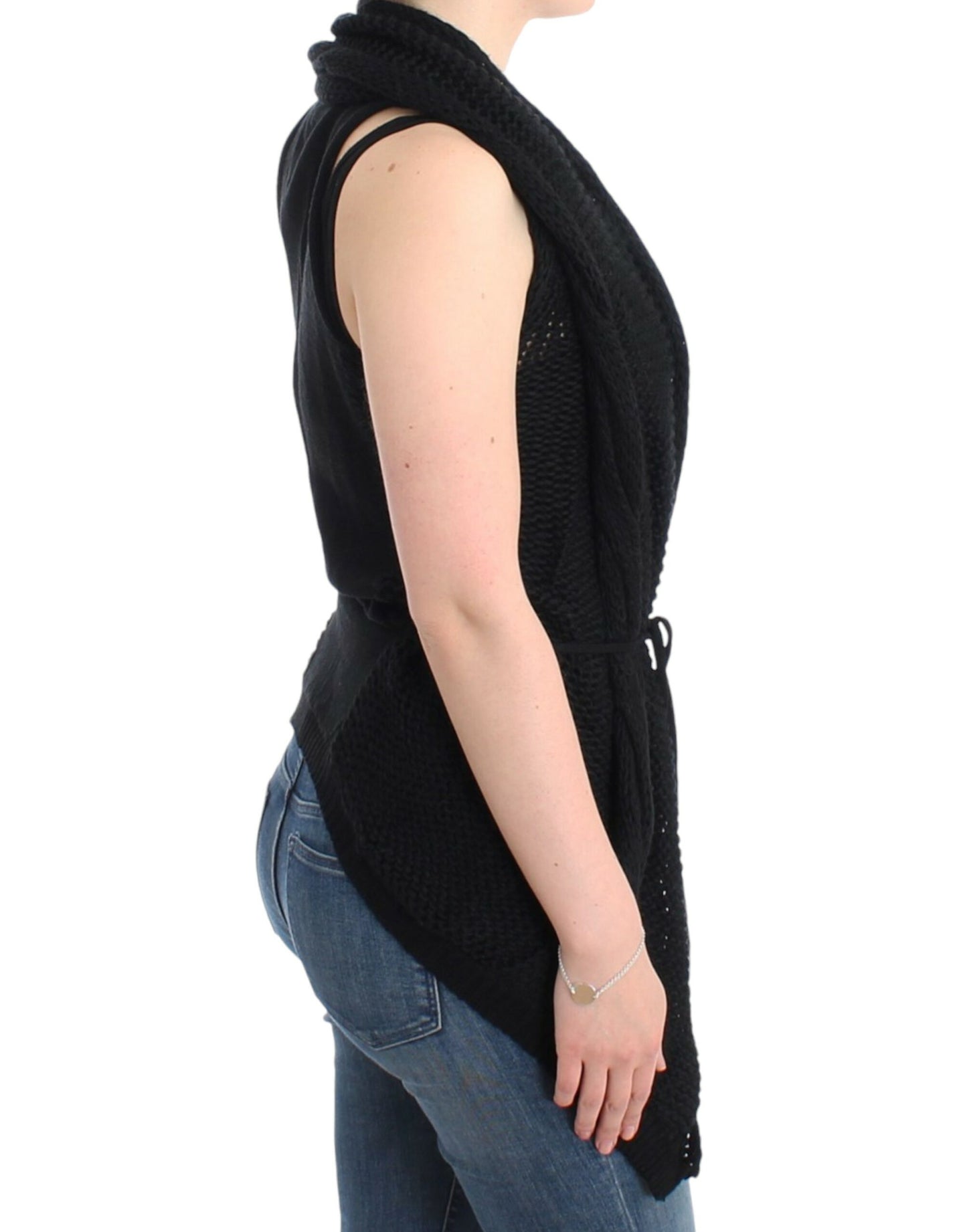 Costume National Black sleeveless knitted cardigan $853.00 Costume National Luzworld