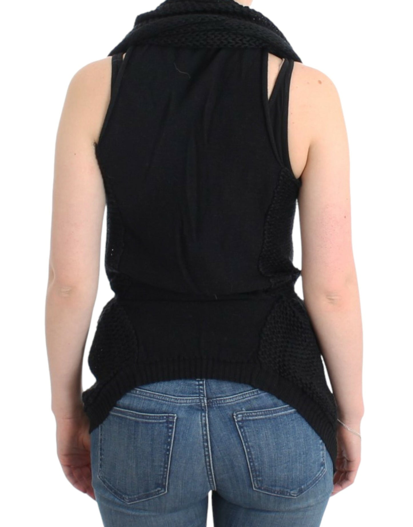 Costume National Black sleeveless knitted cardigan $853.00 Costume National Luzworld
