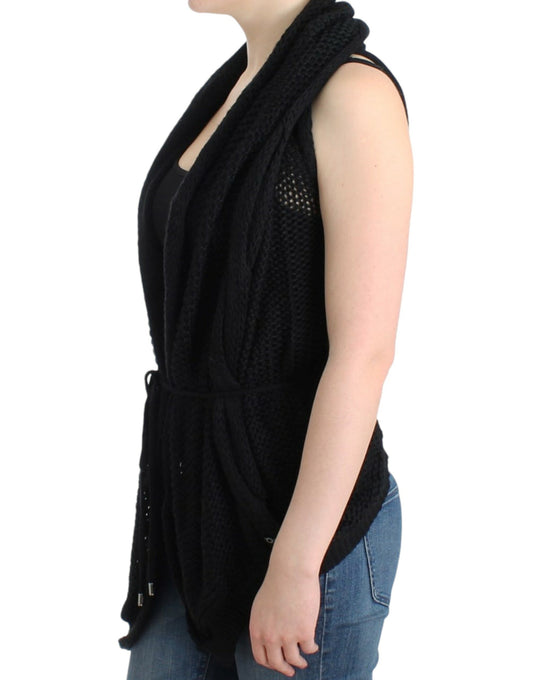 Costume National Black sleeveless knitted cardigan $853.00 Costume National Luzworld