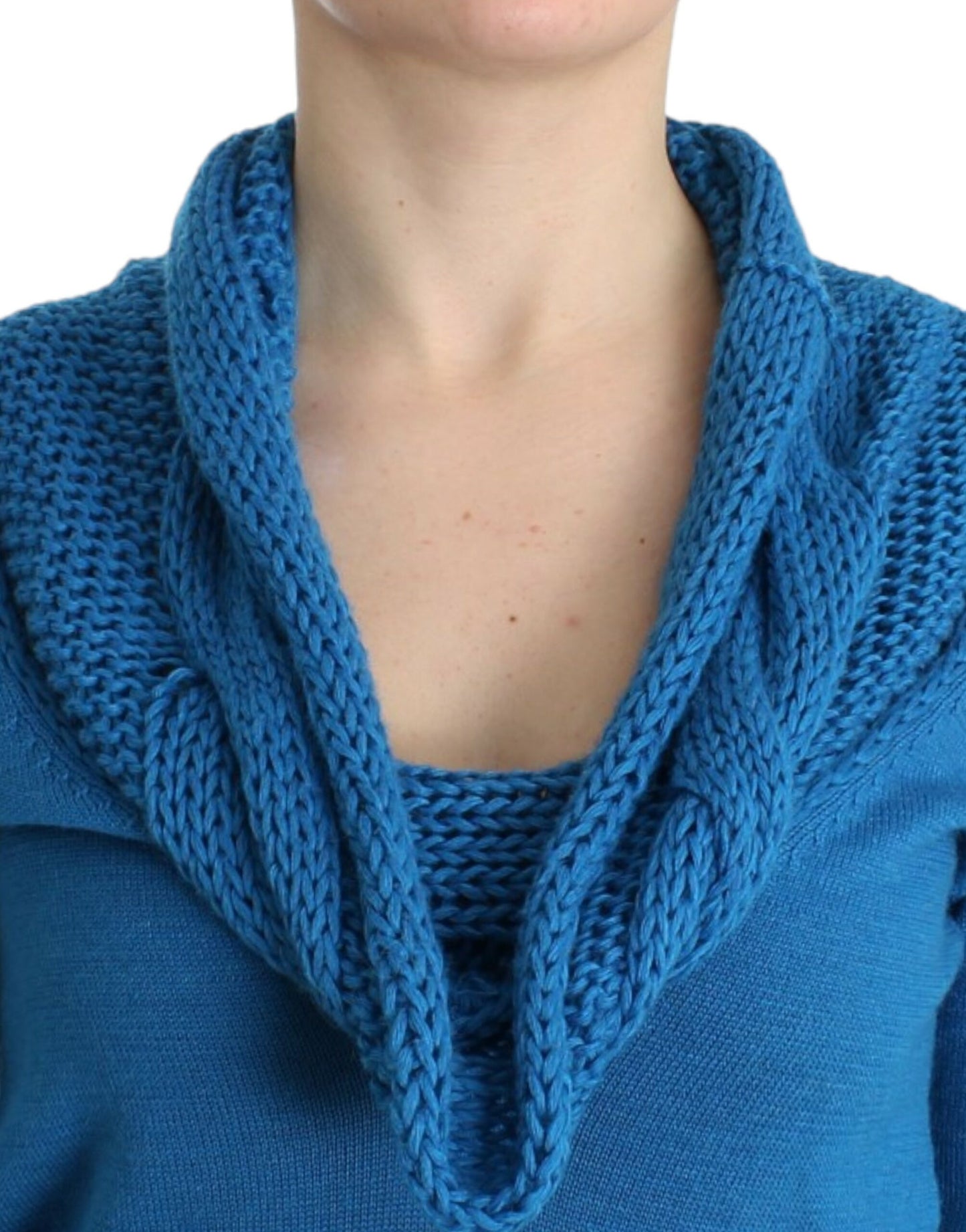 Costume National Blue knitted scoopneck sweater $624.00 Costume National Luzworld