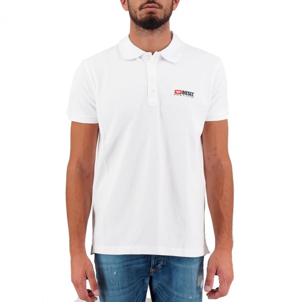 Diesel Elegant White Cotton Polo Shirt with Contrasting Logo $181.00 Diesel Luzworld