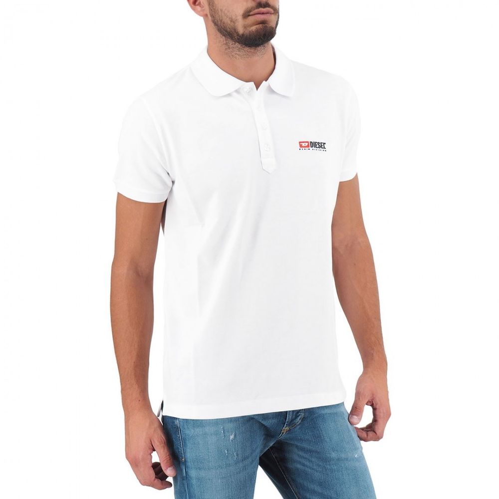 Diesel Elegant White Cotton Polo Shirt with Contrasting Logo $181.00 Diesel Luzworld