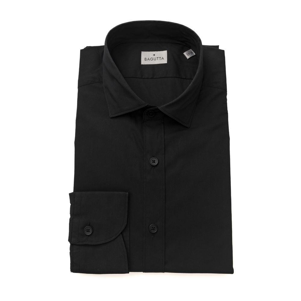 Bagutta Black Cotton Men Shirt $243.00 Bagutta Luzworld