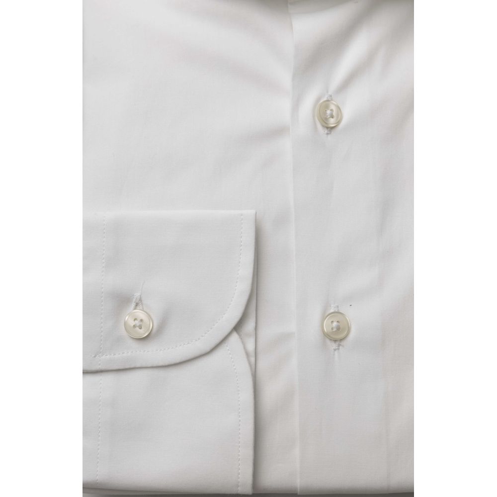 Bagutta White Cotton Men's Shirt Slim Fit With French Collar $243.00 Bagutta Luzworld