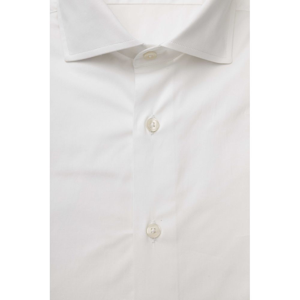Bagutta White Cotton Men's Shirt Slim Fit With French Collar $243.00 Bagutta Luzworld