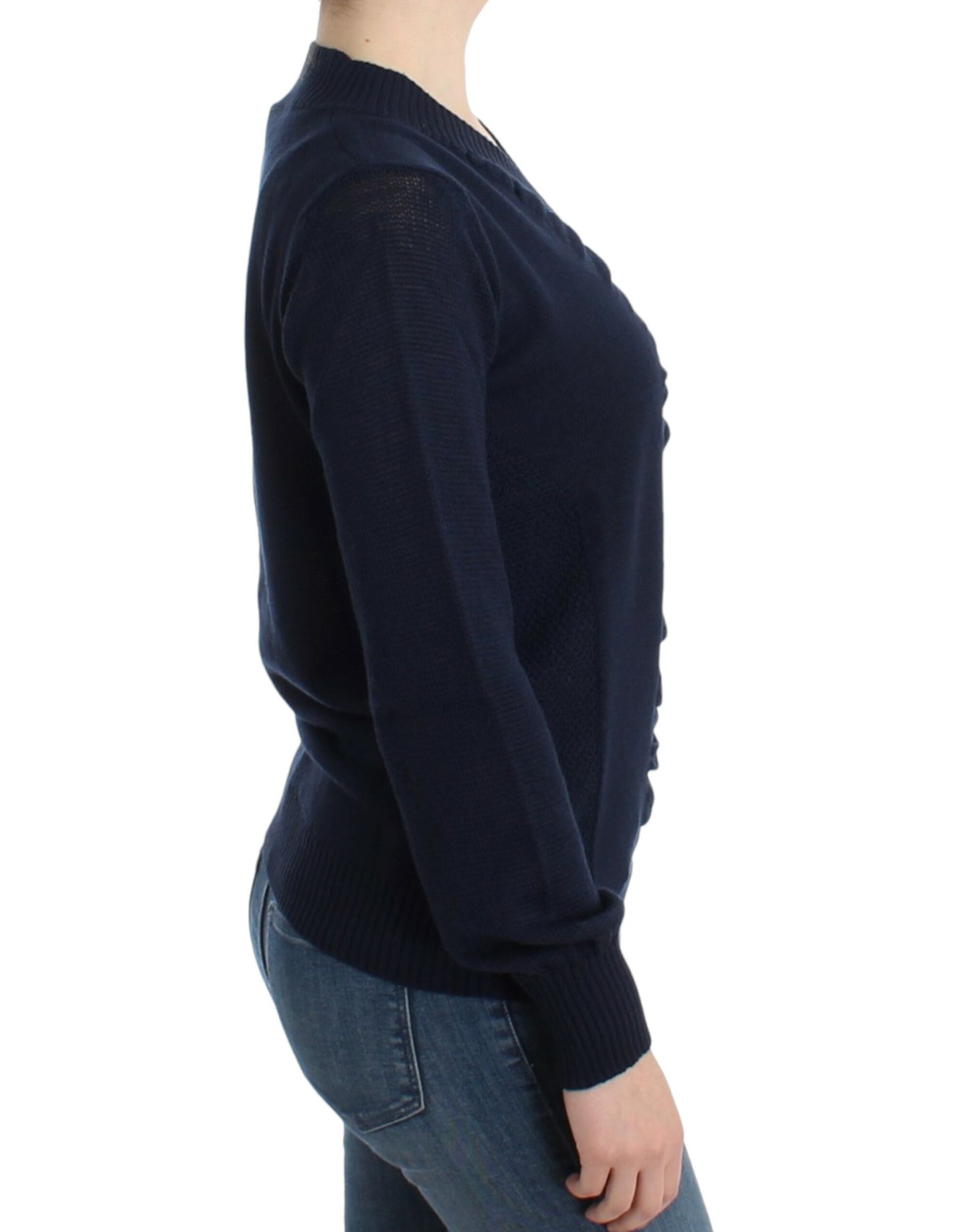 Costume National Dark blue V-neck wool sweater $552.00 Costume National Luzworld