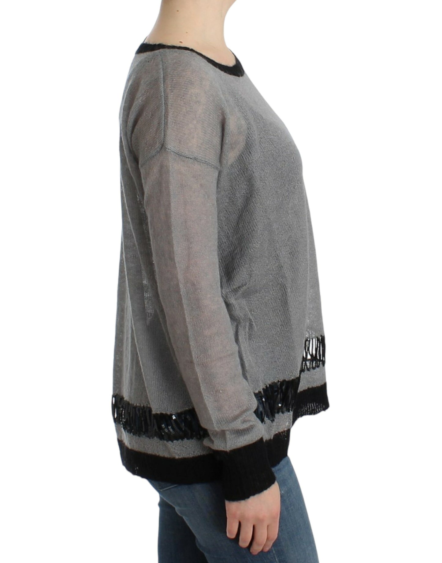 Costume National Gray embellished asymmetric sweater $624.00 Costume National Luzworld