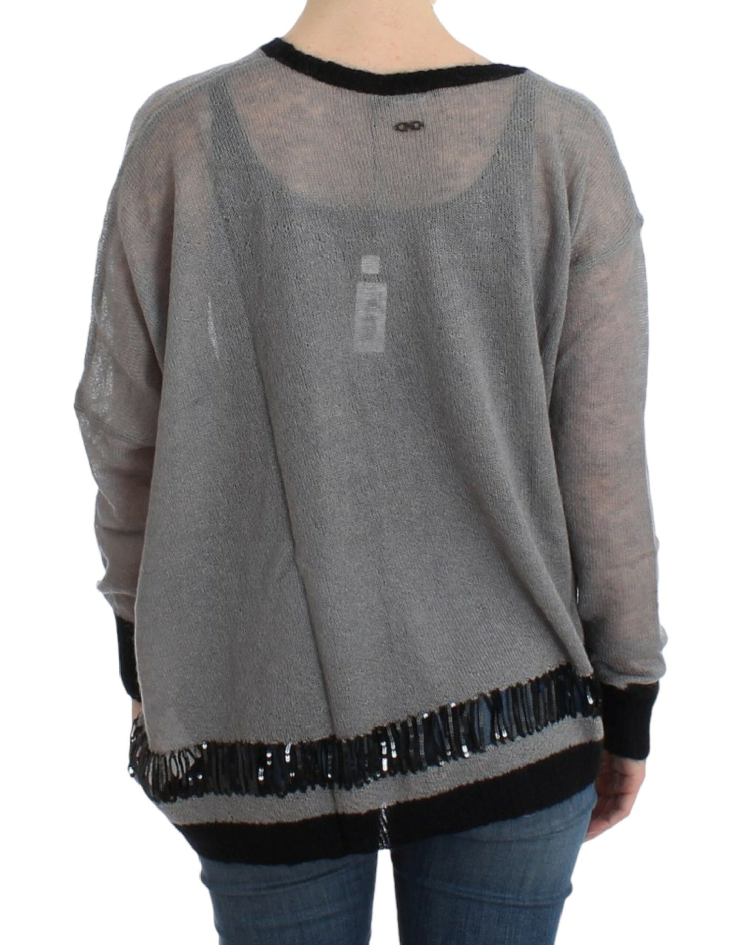 Costume National Gray embellished asymmetric sweater $624.00 Costume National Luzworld