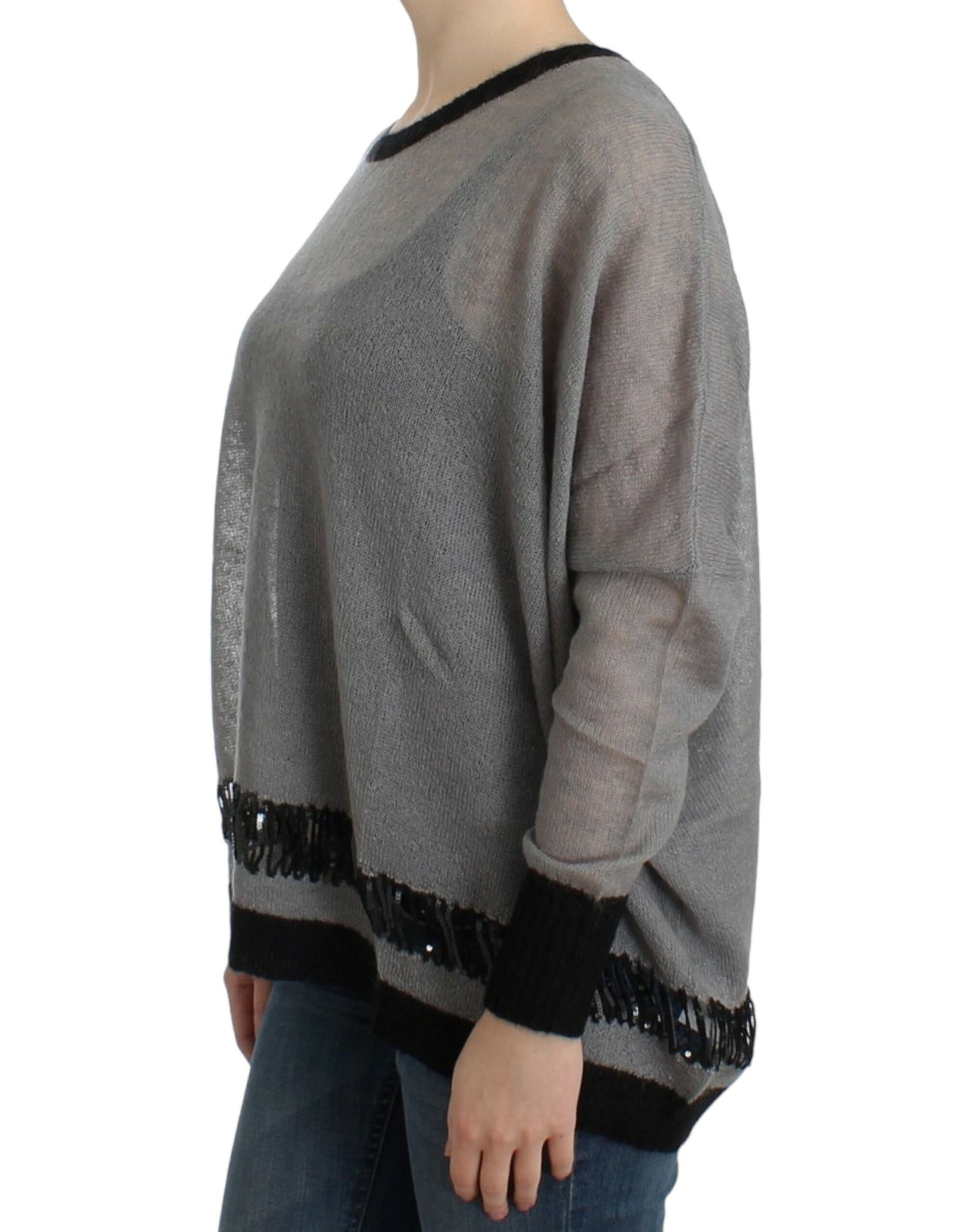Costume National Gray embellished asymmetric sweater $624.00 Costume National Luzworld