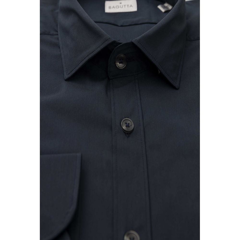 Bagutta Blue Cotton Men's Shirt $243.00 Bagutta Luzworld