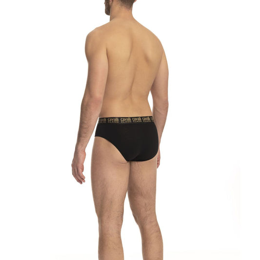 Cavalli Class Black Cotton Men's Briefs Pair $107.00 Cavalli Class Luzworld