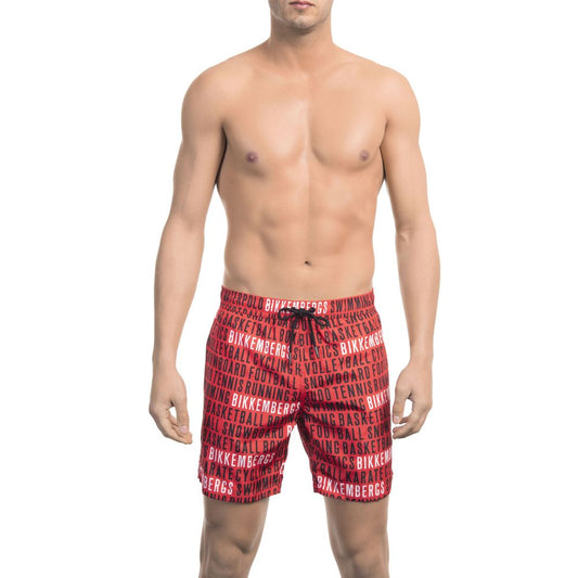 Bikkembergs Red Polyester Men Swim Short $167.00 Bikkembergs Luzworld