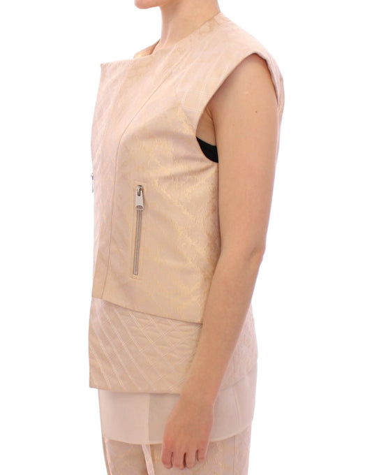 Zeyneptosun Beige brocade sleeveless jacket $1819.00 Zeyneptosun Luzworld