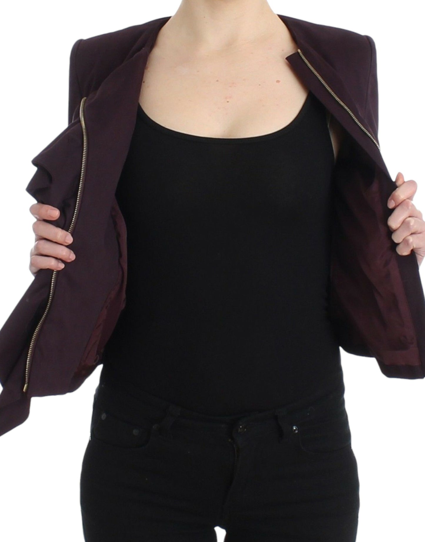 GF Ferre Purple Ruched Jacket Coat Blazer Short $733.00 GF Ferre Luzworld