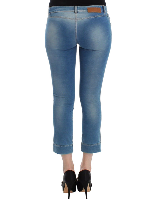 Ermanno Scervino Beachwear Blue Jeans Capri Pants Cropped $504.00 Ermanno Scervino Luzworld