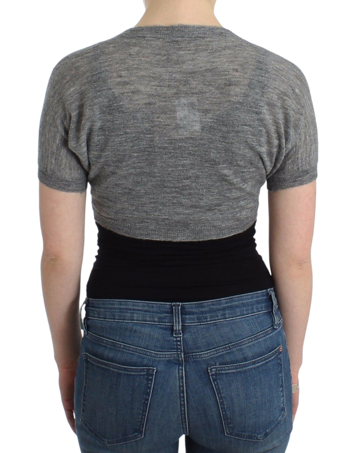 Ermanno Scervino Lingerie Knit Gray Bolero Sweater Cardigan $504.00 Ermanno Scervino Luzworld
