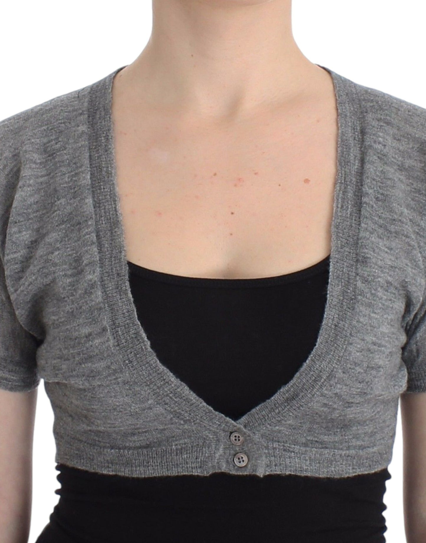 Ermanno Scervino Lingerie Knit Gray Bolero Sweater Cardigan $504.00 Ermanno Scervino Luzworld
