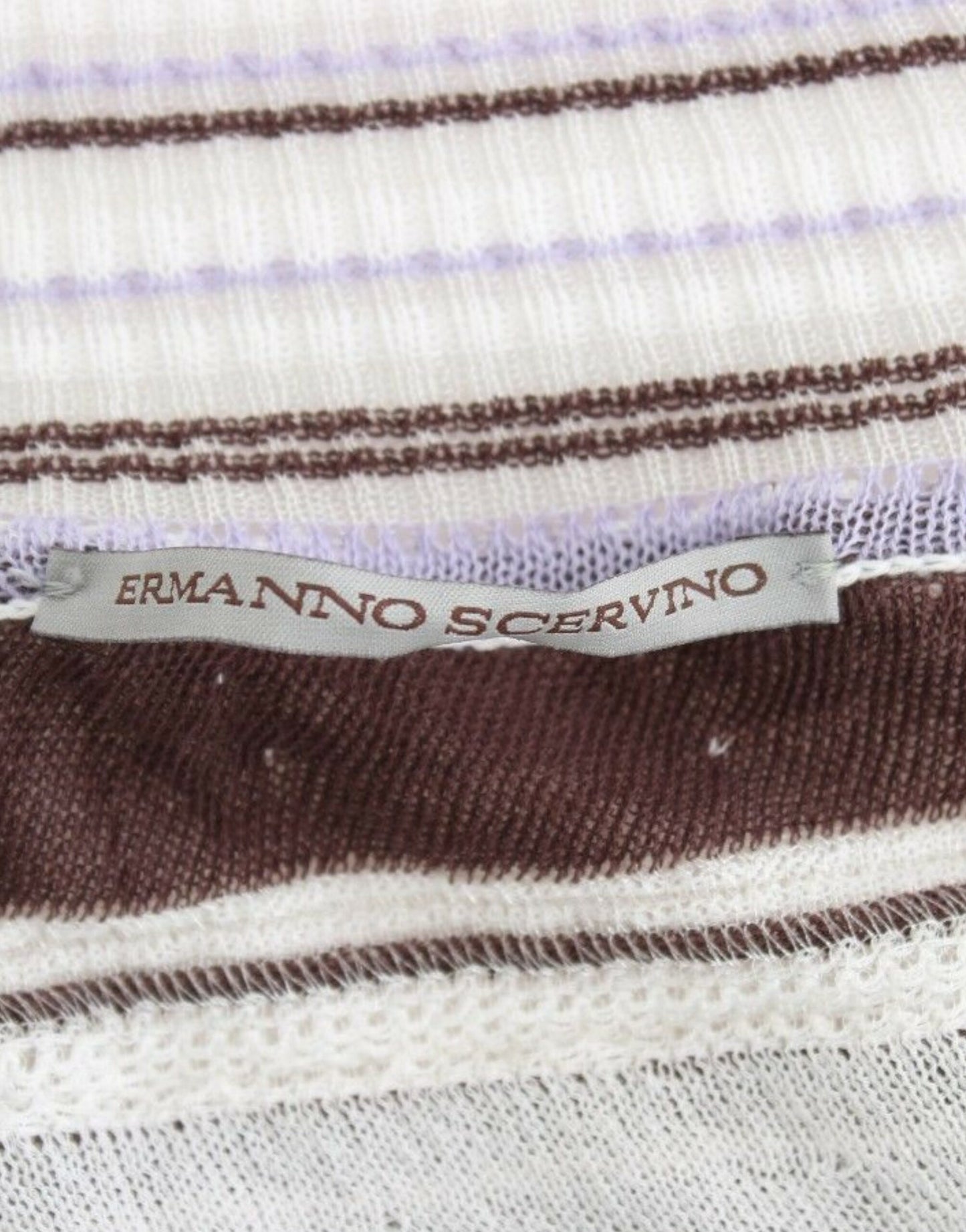 Ermanno Scervino Striped Lace V-Neck Short Sleeve Top Sweater $616.00 Ermanno Scervino Luzworld