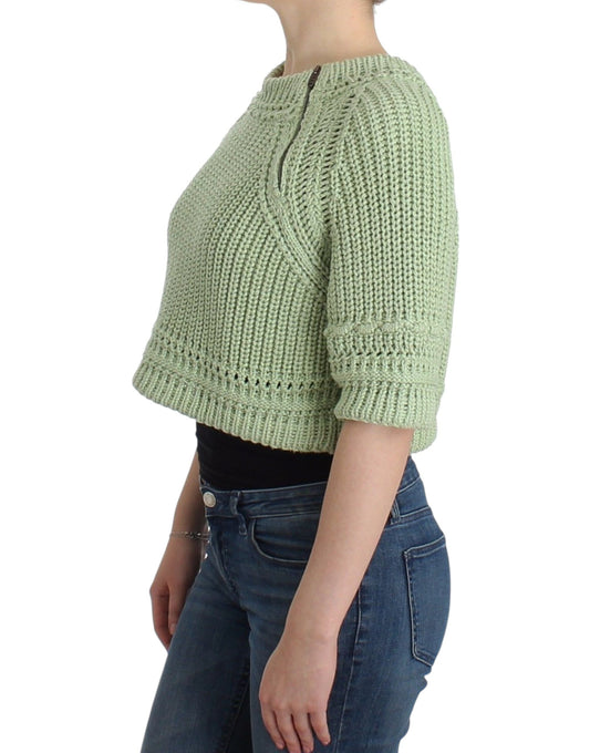 Ermanno Scervino Green Cropped Knit Sweater Knitted Jumper $729.00 Ermanno Scervino Luzworld