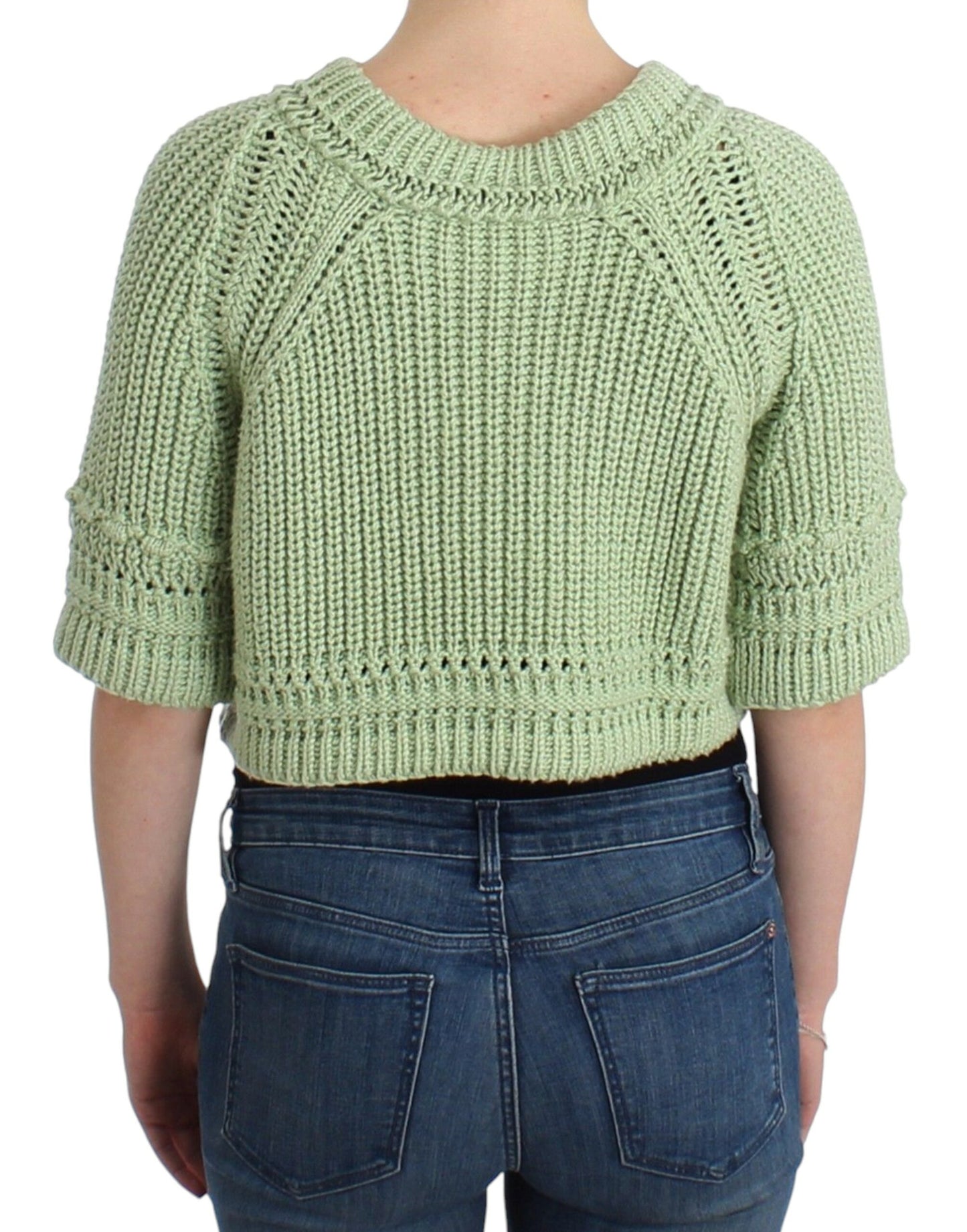 Ermanno Scervino Green Cropped Knit Sweater Knitted Jumper $729.00 Ermanno Scervino Luzworld