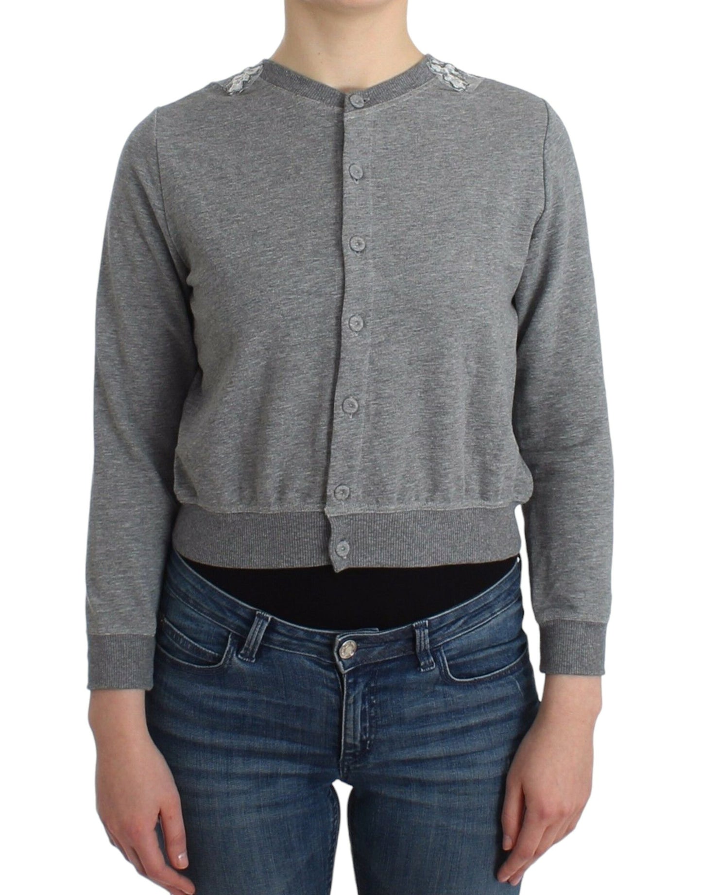 Ermanno Scervino Lingerie Gray Lace Sweater Cardigan Top $539.00 Ermanno Scervino Luzworld