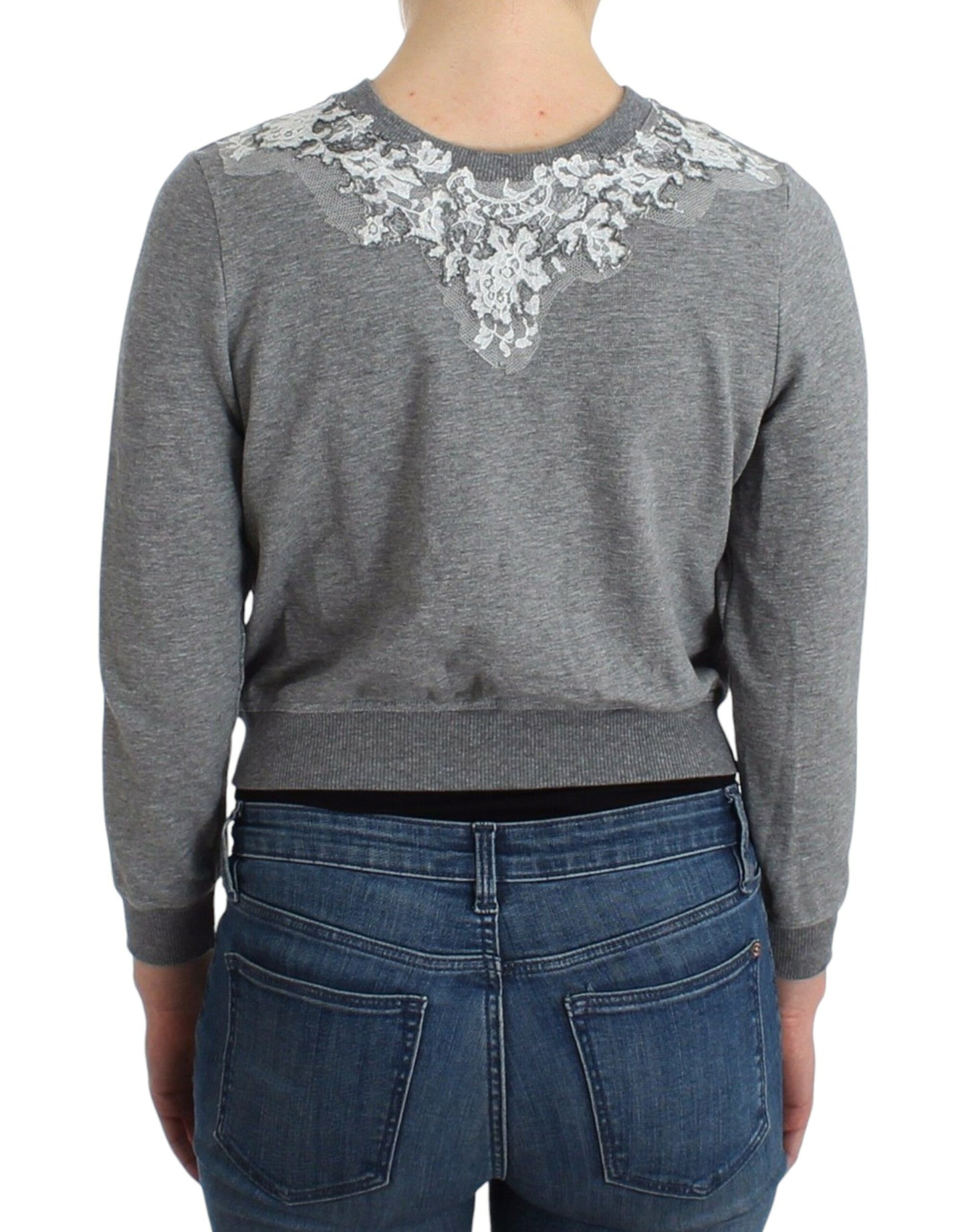 Ermanno Scervino Lingerie Gray Lace Sweater Cardigan Top $539.00 Ermanno Scervino Luzworld