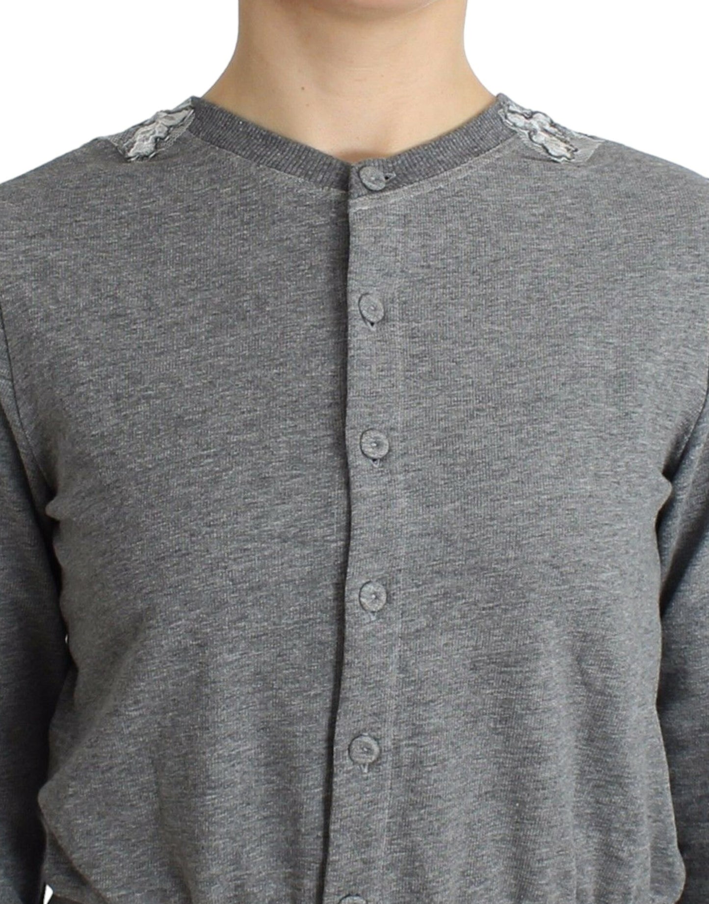 Ermanno Scervino Lingerie Gray Lace Sweater Cardigan Top $539.00 Ermanno Scervino Luzworld