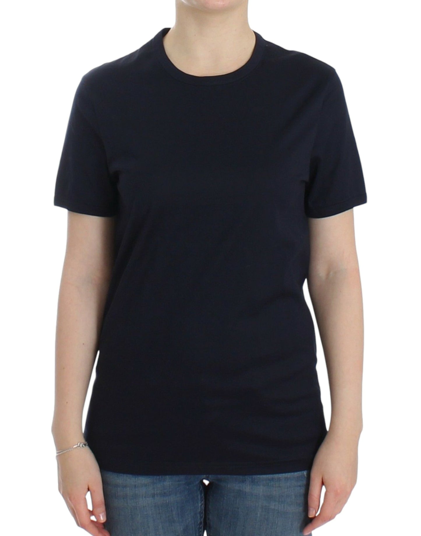 Ermanno Scervino Lingerie Blue Crewneck Cotton Logo T-shirt $197.00 Ermanno Scervino Luzworld